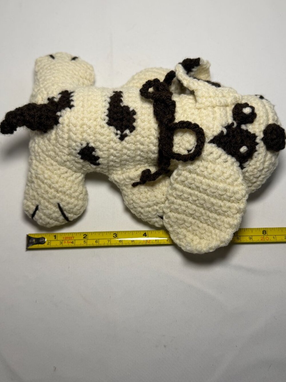 Handmade Crochet Pound Puppy Dog Amigurumi Cream & Brown Spots Floppy Ears New - Picture 8 of 8